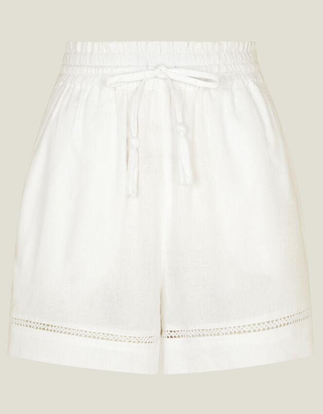 High Waist Beach Shorts, White (WHITE), large