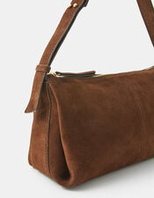 Suede Shoulder Bag, Brown (CHOCOLATE), large