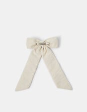 Beaded Floral Bow Barrette Hair Clip, , large