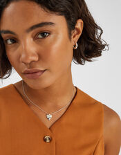 Sterling Silver-Plated Molten Heart Pendant Necklace, , large