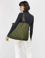 Harri Quilted Weekender Bag, Green (KHAKI), large