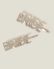 2-Pack Diamante Bride Hair Slides, , large