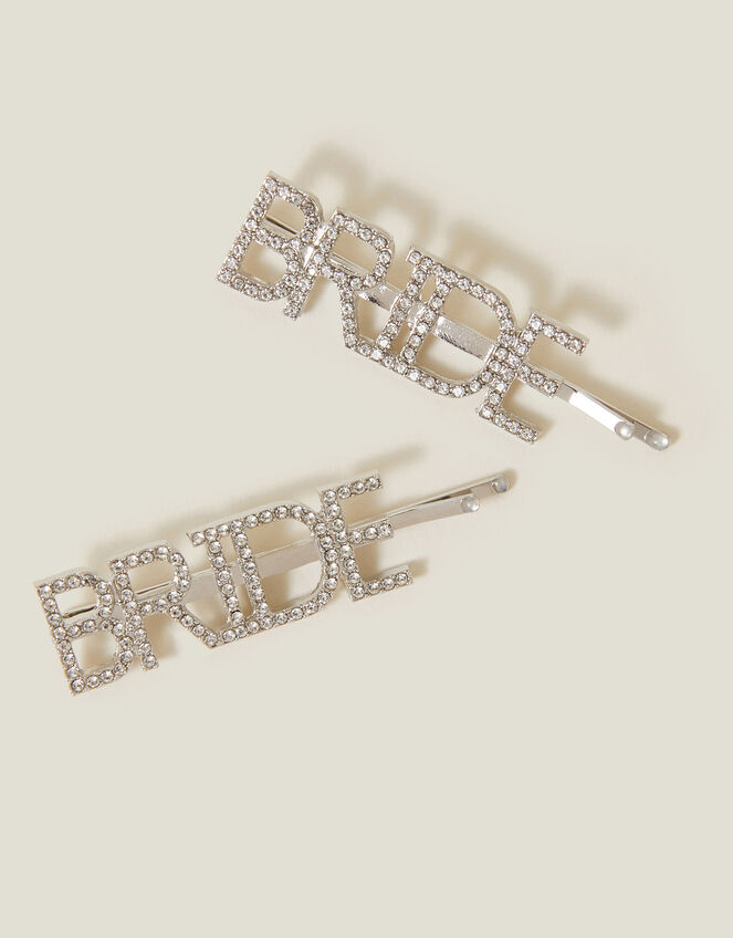 2-Pack Diamante Bride Hair Slides, , large