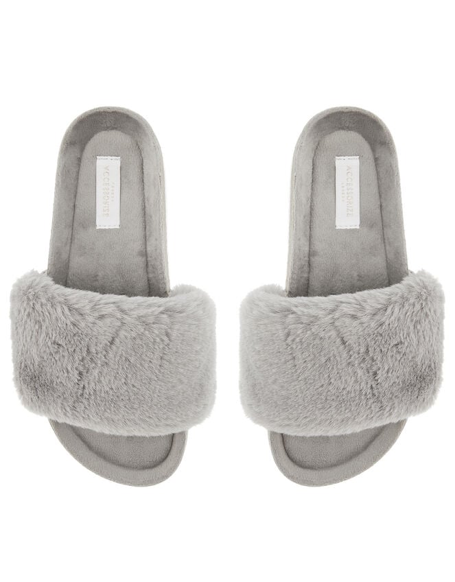 Fluffy Slider with Cork Base, Grey (GREY), large