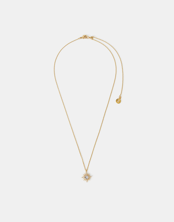 14ct Gold-Plated Sparkle Star Pendant Necklace, , large