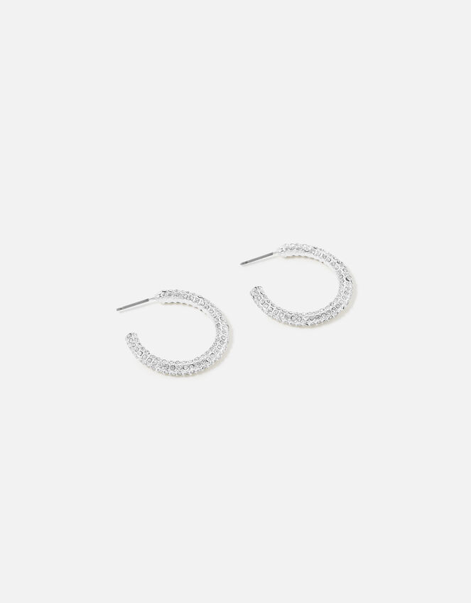 Berry Blush Diamante Pave Hoops , , large