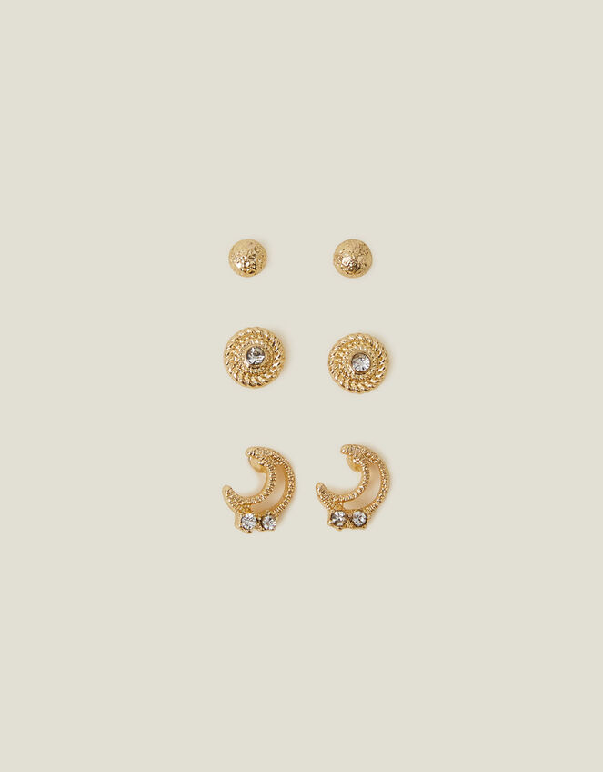 3-Pack Moon Gem Stud Earrings, , large