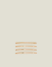 Long Curved Hair Slides 4 Pack, Gold (GOLD), large