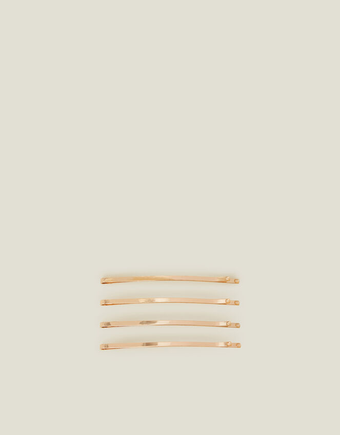 Long Curved Hair Slides 4 Pack, Gold (GOLD), large