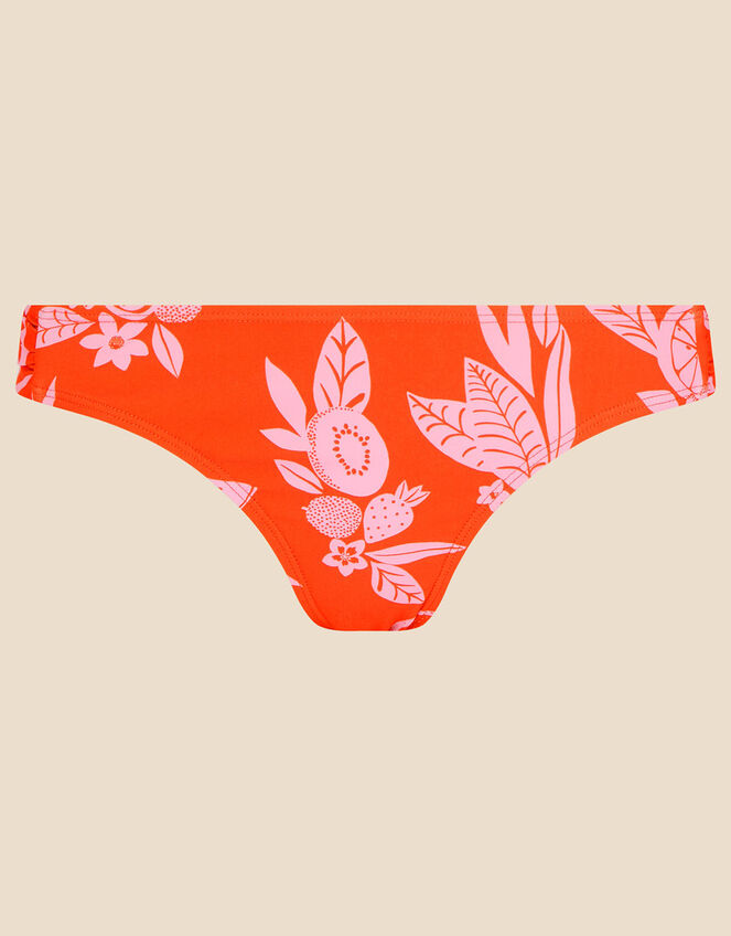 Fruity Floral Ruched Bikini Bottoms, Orange (ORANGE), large