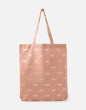 Novelty Foil Print Shopper Bag, Nude (NUDE), large