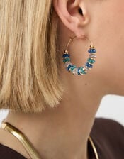 Large Beaded Hoop Earrings, , large