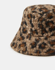 Leopard Print Boucle Bucket Hat, , large