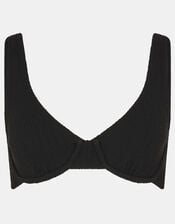 Crinkle Textured Underwire Bikini Top, Black (BLACK), large