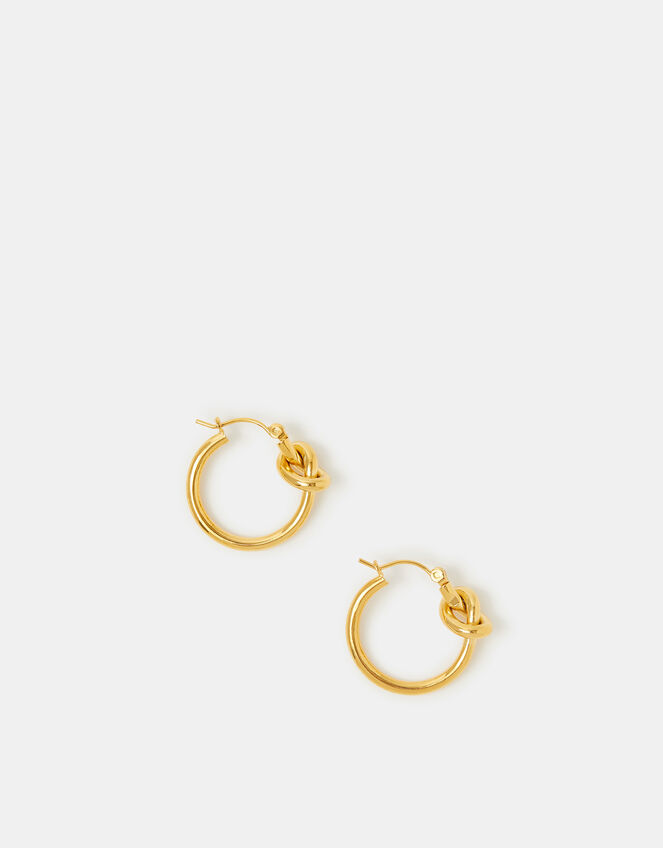 Stainless Steel Knot Hoop Earrings, , large