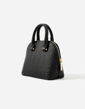 A Logo Monogram Handheld Bag, Black (BLACK), large