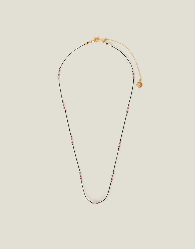 14ct Gold-Plated Beaded Cord Necklace, , large