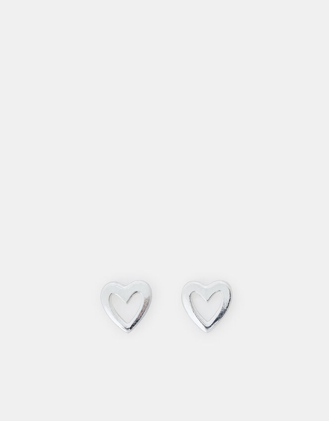 Sterling Silver Cut Out Heart Earrings, , large