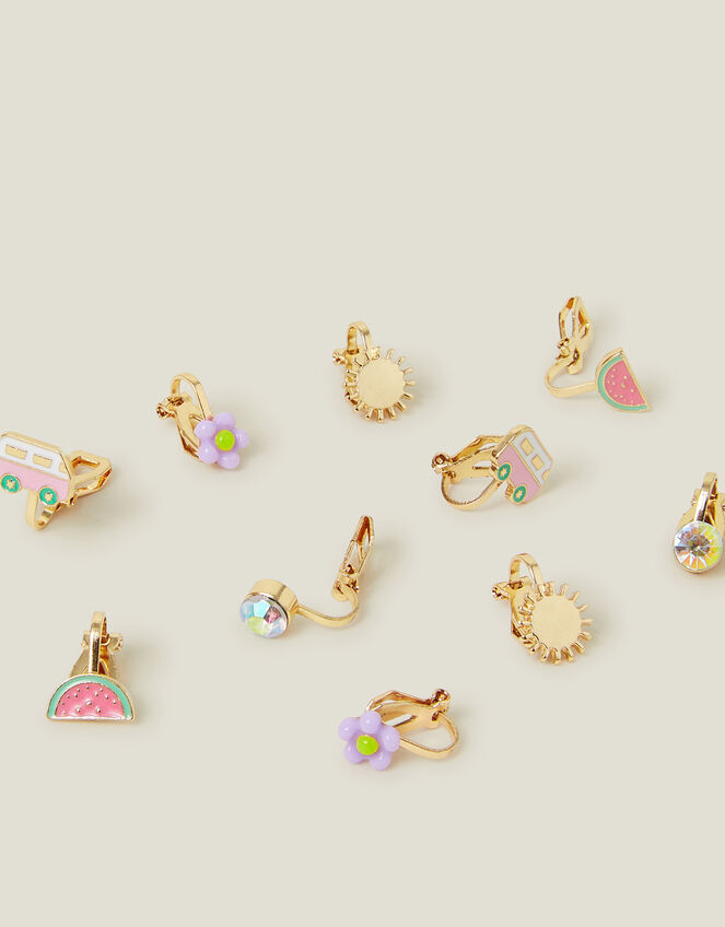 10-Pack Girls Fruit Clip-On Earrings, , large