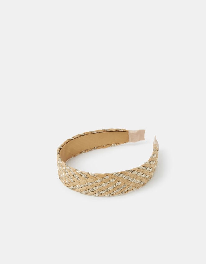 Woven Raffia Headband, , large