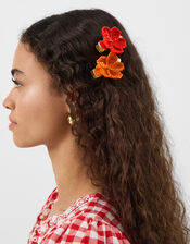 2-Pack Beaded Hibiscus Hair Clips, , large