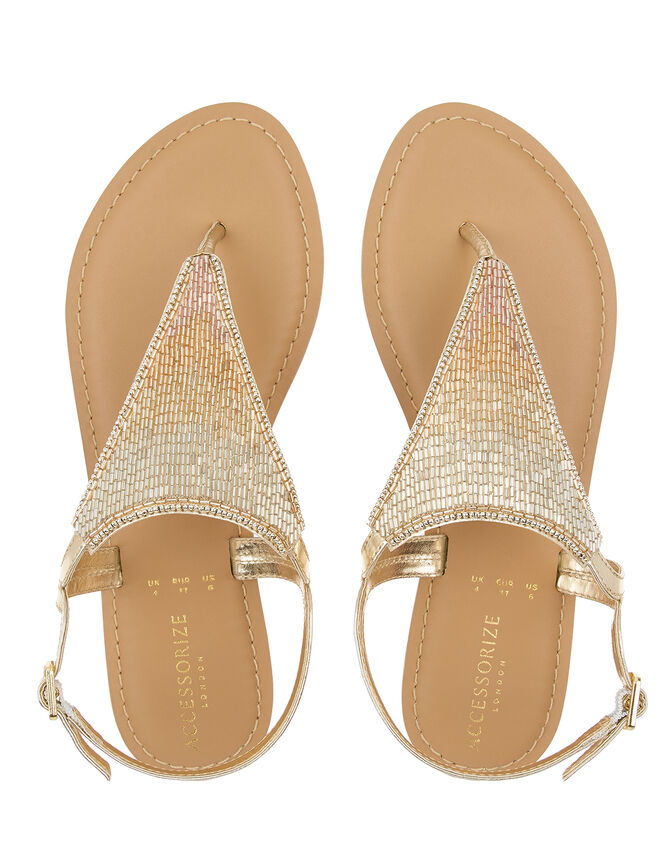 Tahiti Beaded Sandals, Gold (GOLD), large