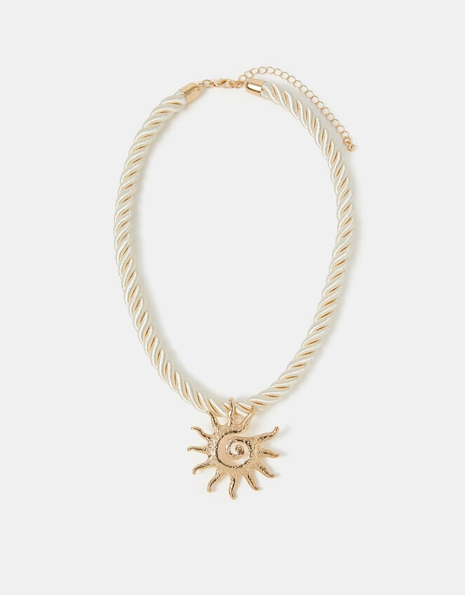 Sun Pendant Twisted Cord Necklace, , large