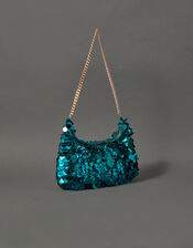 Sequin Chain Shoulder Bag, Teal (TEAL), large