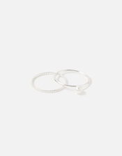 Sterling Silver Mixed Rings Set of Two, Silver (ST SILVER), large