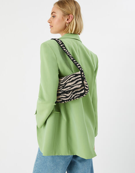 Zebra Beaded Clutch Bag, , large