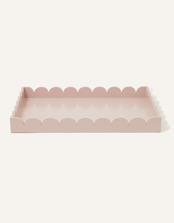 Large Wood Scallop Tray, Pink (PALE PINK), large
