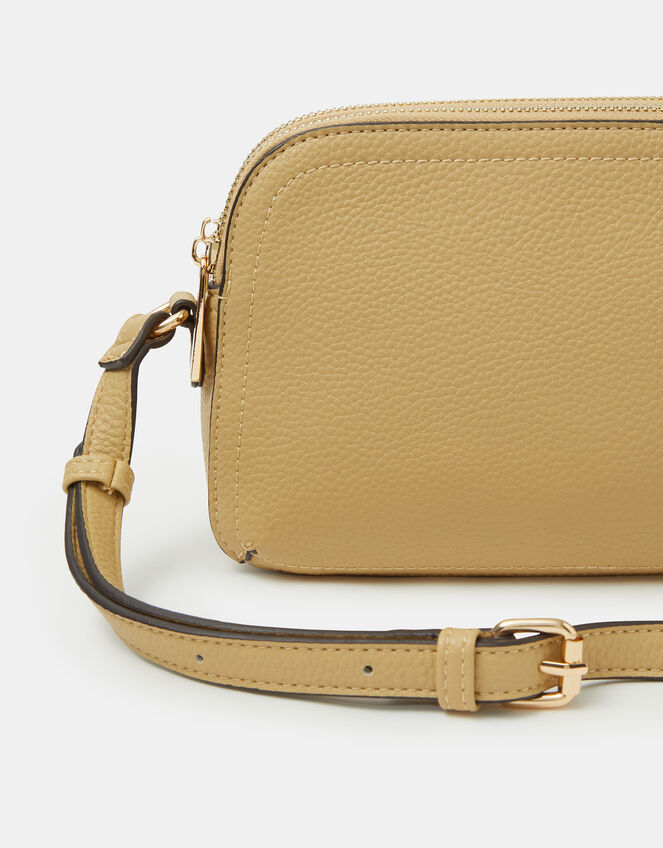 Double Zip Crossbody Bag, Yellow (YELLOW), large