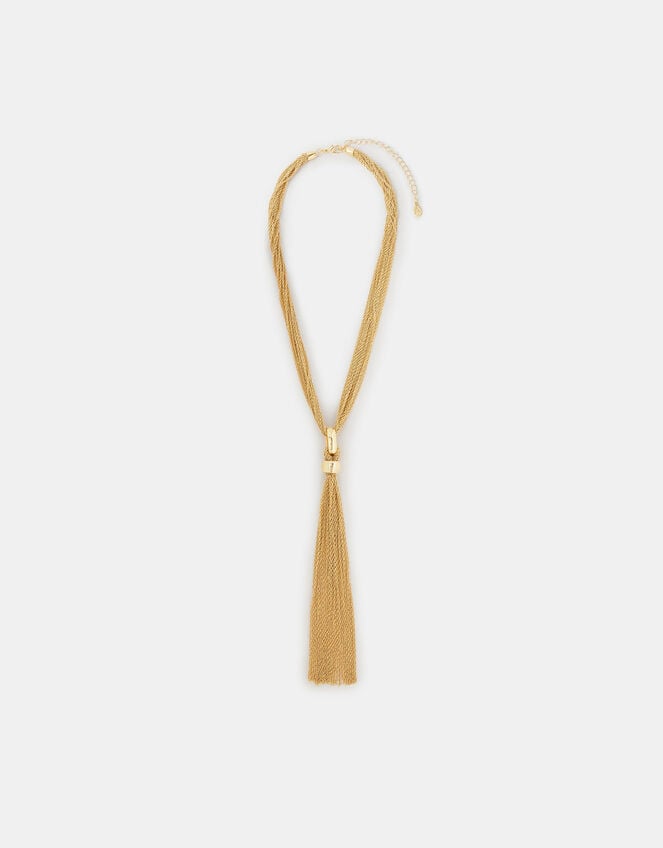 Chain Mail Lariat Tassel Necklace, , large