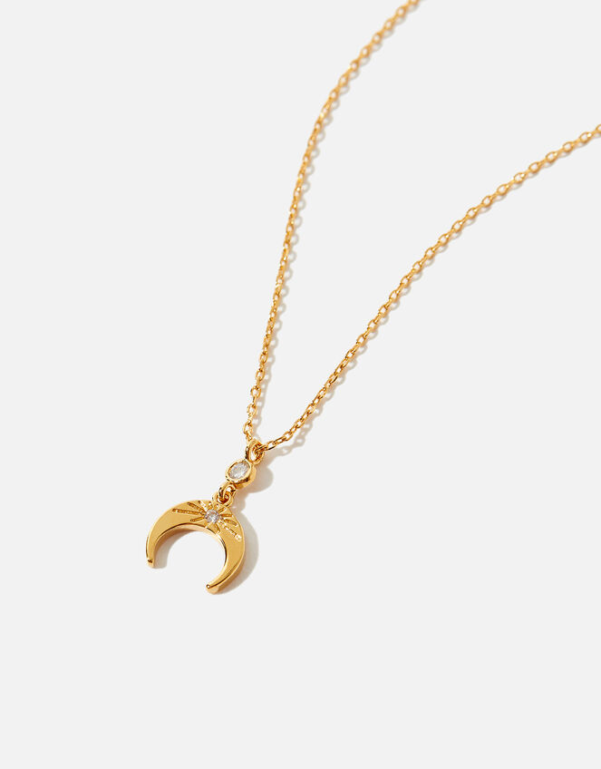 Gold-Plated Sparkle Horn Necklace, , large