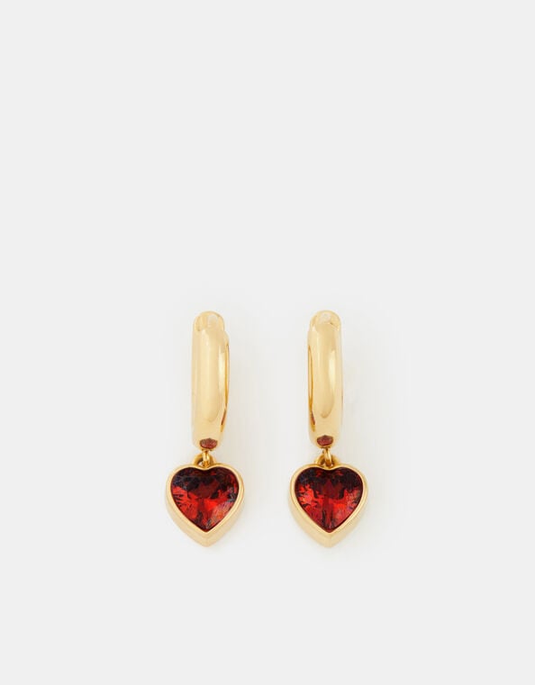 Stainless Steel Heart Drop Huggie Hoop Earrings, , large