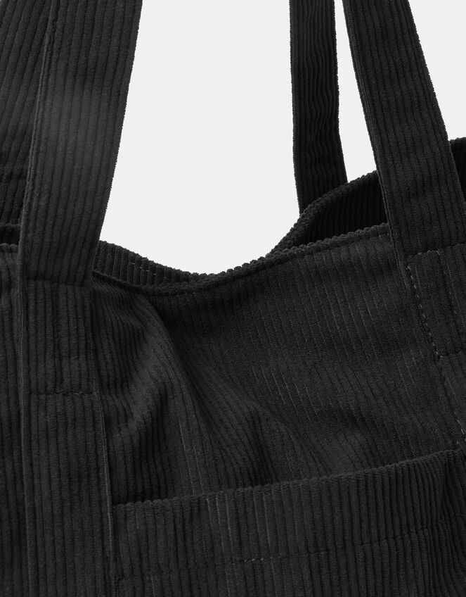 Corduroy Shopper Bag, Black (BLACK), large