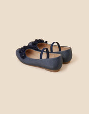 Flower Ballerina Flats, Blue (NAVY), large