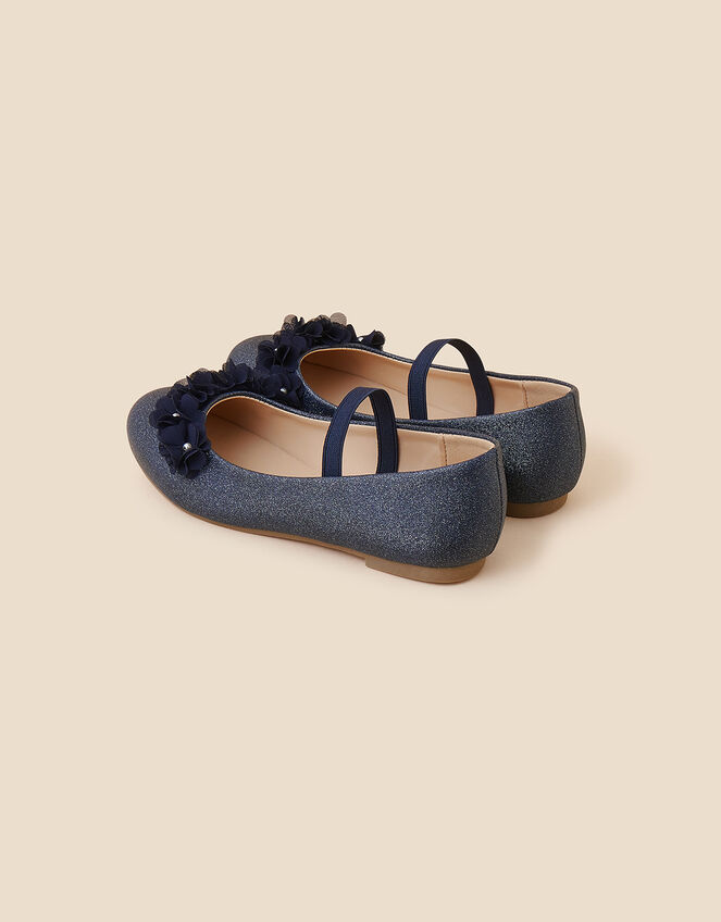 Flower Ballerina Flats, Blue (NAVY), large