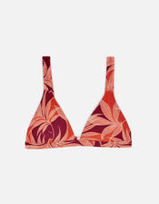 Palm Print Triangle Bikini Top, Orange (RUST), large