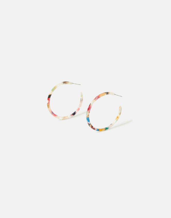 Skinny Tortoiseshell Hoop Earrings, , large
