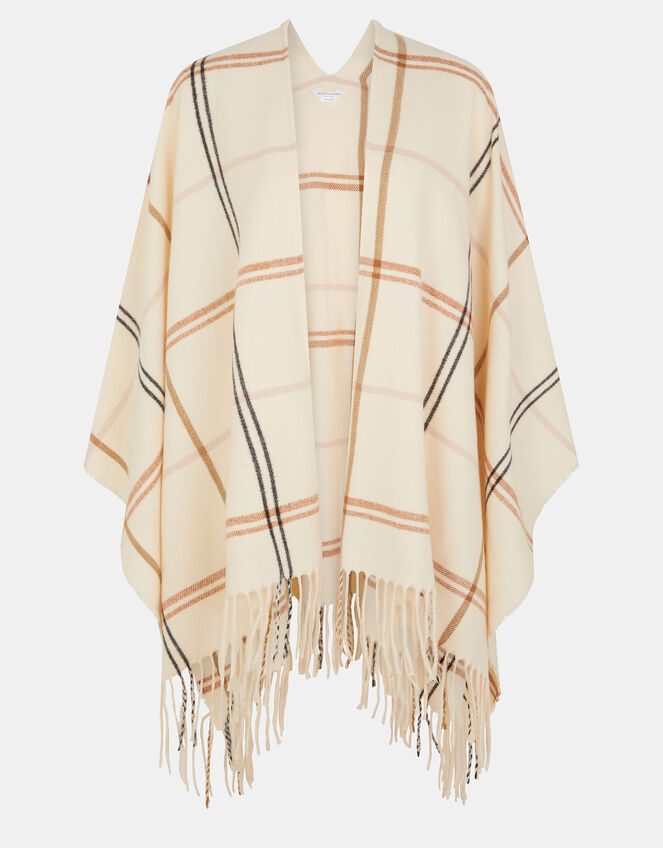 Check Print Poncho, , large