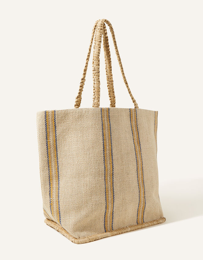 Stripe Handheld Jute Beach Bag, , large