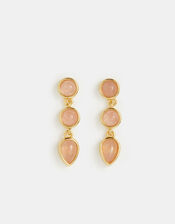 14ct Gold-Plated Triple Stone Drop Earrings, , large
