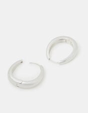 Sterling Silver-Plated Chunky Oval Hoops, , large