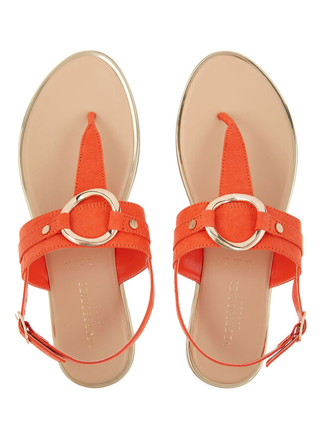 Ring Detail Sandals, Orange (ORANGE), large