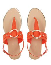 Ring Detail Sandals, Orange (ORANGE), large