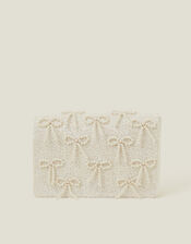 Bridal Pearl Bow Clutch Bag, , large