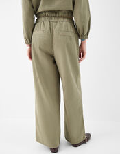 Wide Leg Denim Trousers, Green (KHAKI), large