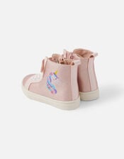Girls Unicorn High Top Trainers, Pink (PINK), large