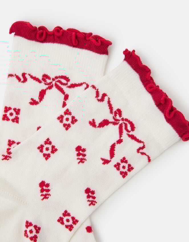 Bow Frilly Socks, , large